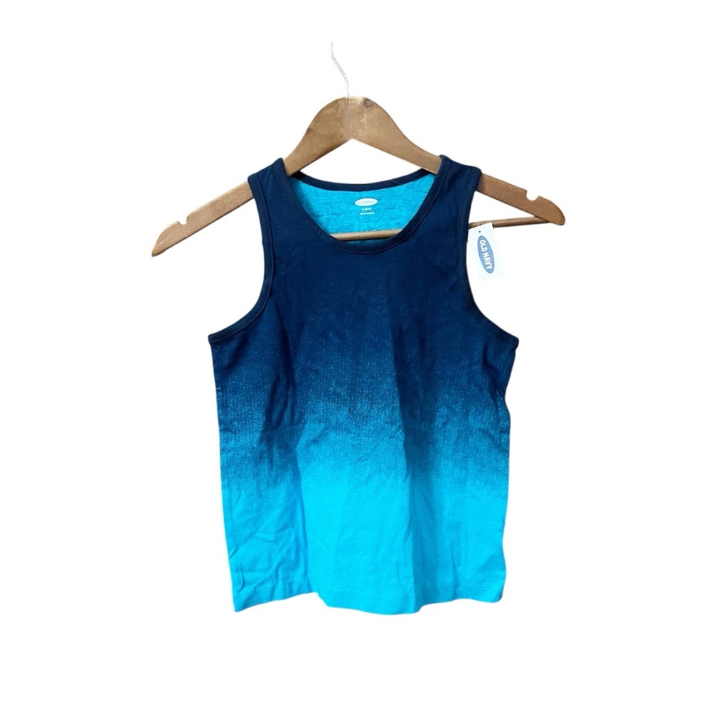 Old Navy Teal Navy Dip Dye Sleeveless Top S 6 7 Boy’s Blue Softest Tank Kids